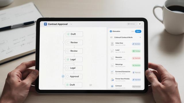 Organized contract approvals displayed on a tablet